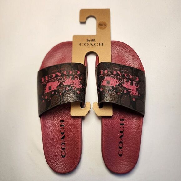 Coach Uli Sport Slide Signature Canvas With Horse And Carriage Women’s Size 10 - Picture 1 of 2